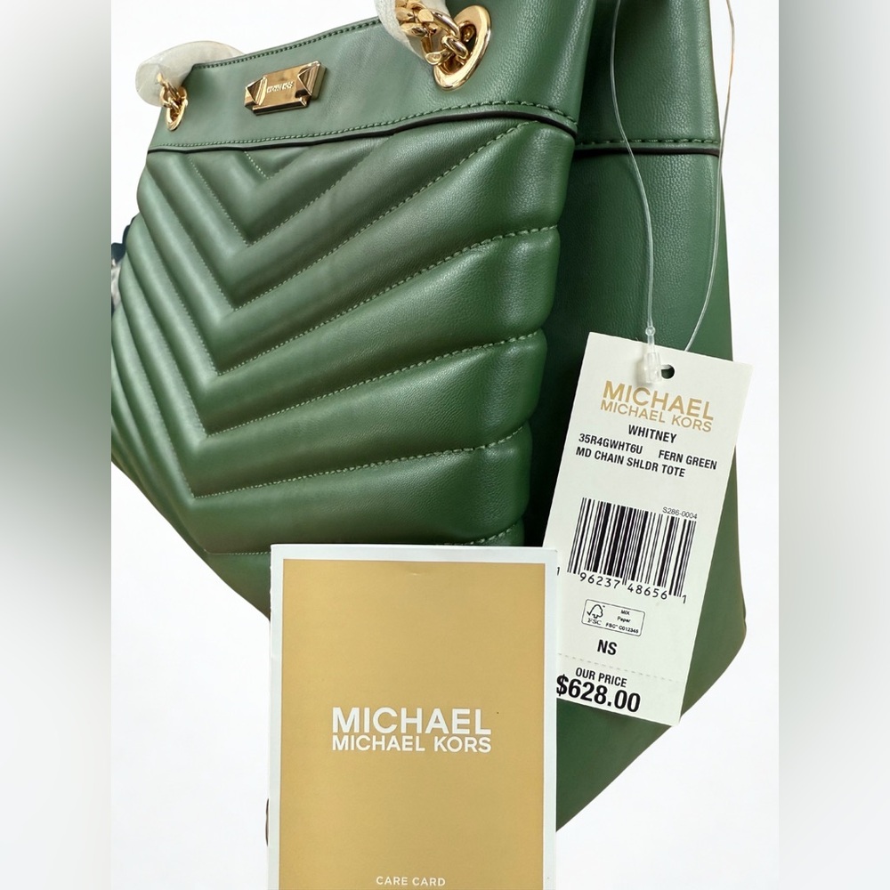 MICHAEL KORS Whitney Medium Chain Shoulder Tote in Fern Green NWT & Dust Bag - Picture 8 of 12
